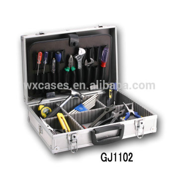 Portable Aluminum Tool Box With Fold-down Tool Pallet And Adjustable Compartments Inside